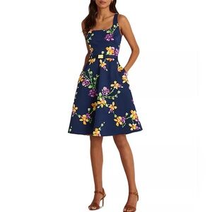 Lauren Ralph Lauren Navy Floral Midi Dress